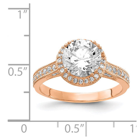 10K Tiara Collection Rose Gold Polished CZ Ring-WBC-10YC391R