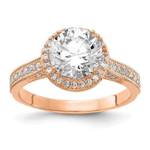 10K Tiara Collection Rose Gold Polished CZ Ring-WBC-10YC391R