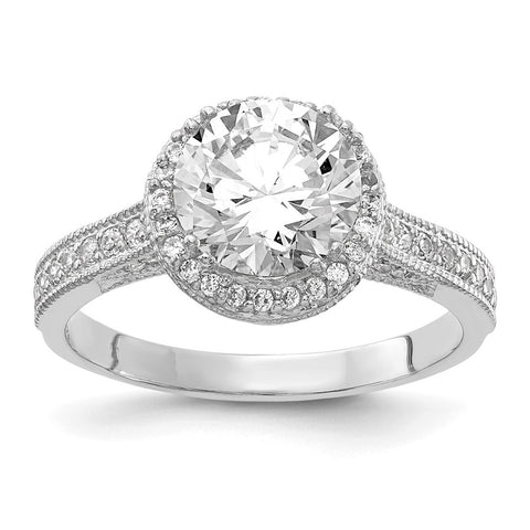 10K Tiara Collection White Gold Polished CZ Ring-WBC-10YC391W