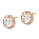 10K Tiara Collection Rose Gold Polished CZ Post Earrings-WBC-10YC392R