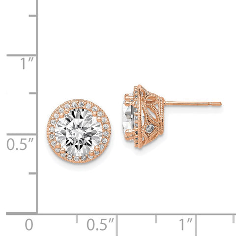 10K Tiara Collection Rose Gold Polished CZ Post Earrings-WBC-10YC392R
