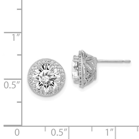 10K Tiara Collection White Gold Polished CZ Post Earrings-WBC-10YC392W