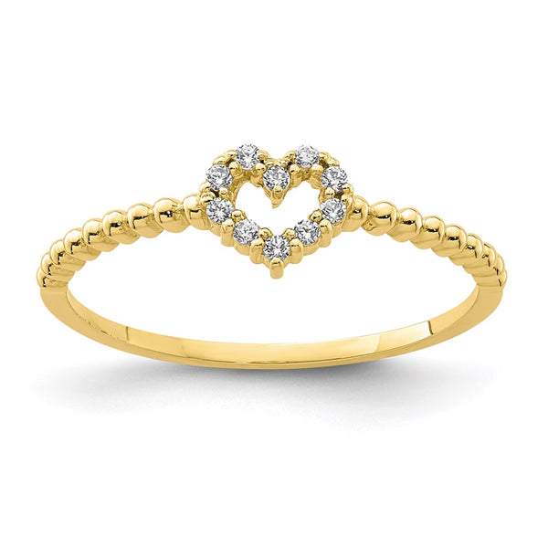 10K Heart CZ Ring-WBC-10YC403