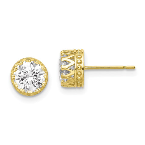10k Tiara Collection 7mm Polished CZ Earrings-WBC-10YC404