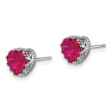 10k Tiara Collection White Gold 6mm Polished Heart Created Ruby Earrings-WBC-10YC406WCR