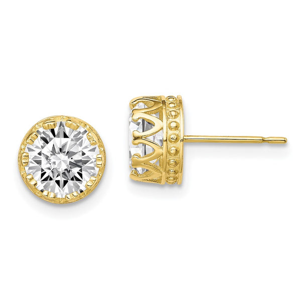 10k Tiara Collection 8mm Polished CZ Earrings-WBC-10YC407