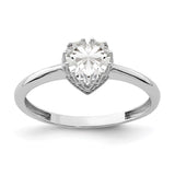 10k Tiara Collection White Gold Polished Heart CZ Ring-WBC-10YC419W