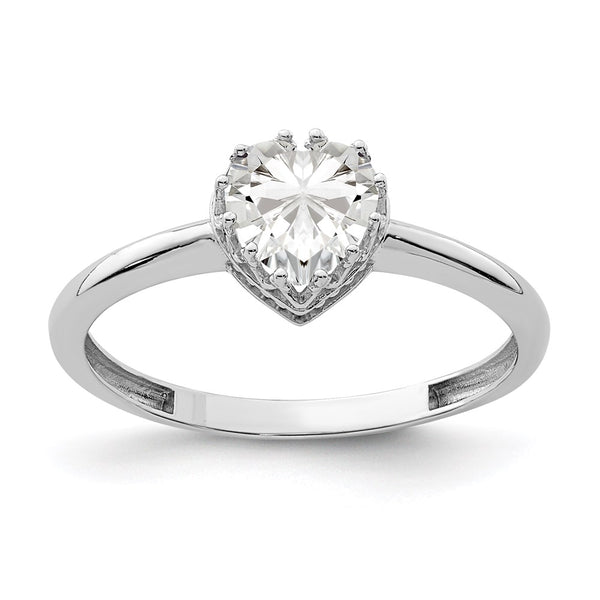 10k Tiara Collection White Gold Polished Heart CZ Ring-WBC-10YC419W