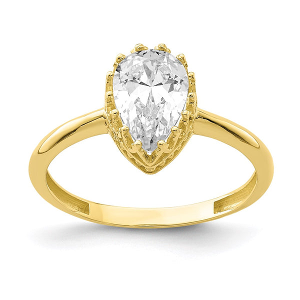 10k Tiara Collection Polished Pear CZ Ring-WBC-10YC422