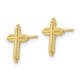 10K Yellow Gold Polished Cross Post Earrings-WBC-10YE1675