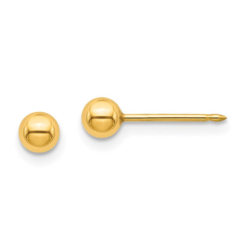 Inverness 24k Plated 4mm Ball Post Earrings-WBC-11E