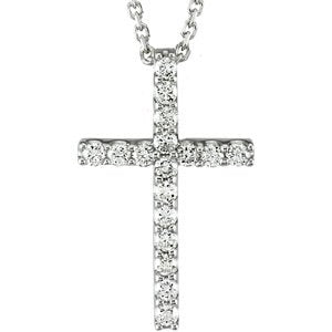 Platinum 1/3 CTW Petite Diamond Cross 18" Necklace-R42157D:1000100:P-ST-WBC