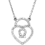 14K White 1/4 CTW Diamond Heart Padlock 16" Necklace-66509:84407:P-ST-WBC