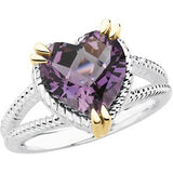 Sterling Silver & 14K Yellow Amethyst Heart Ring-67166:101:P-ST-WBC