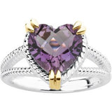 Sterling Silver & 14K Yellow Amethyst Heart Ring-67166:101:P-ST-WBC