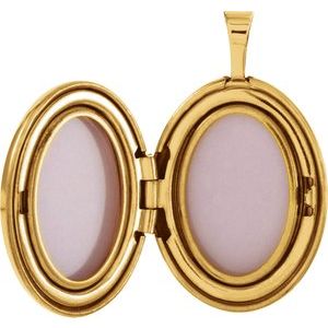 14K Yellow Gold-Plated Sterling Silver 19.2x15 mm Oval Breast Cancer Awareness Locket  -650230:102:P-ST-WBC