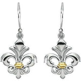 Sterling Silver & 14K Yellow Fleur-de-lis Earrings-84287:600:P-ST-WBC