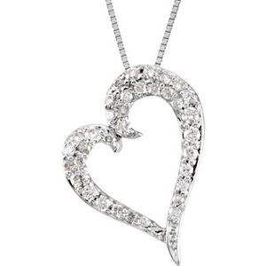14K White 1/4 CTW Diamond Heart 18" Necklace-67018:101:P-ST-WBC
