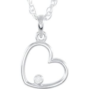 Sterling Silver 1.5 mm Round Pink Cubic Zirconia Heart 18" Necklace-85547:70000:P-ST-WBC