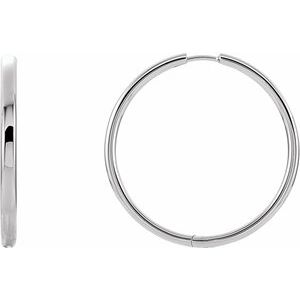 14K White 38.7 mm Hinged Hoop Earrings-22071:10005:P-ST-WBC