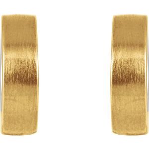14K Yellow & White 14.5 mm Hinged Earrings with Brush Finish-2990:10014:P-ST-WBC