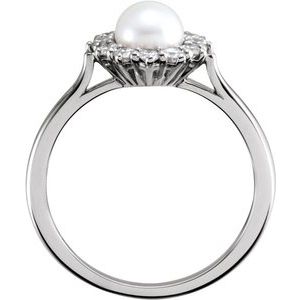 14K White Freshwater Cultured Pearl & 1/3 CTW Diamond Ring-6476:105:P-ST-WBC