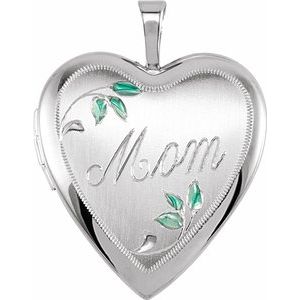 Sterling Silver 21x19.25 mm Heart Mom Locket with Color-R41626:60001:P-ST-WBC
