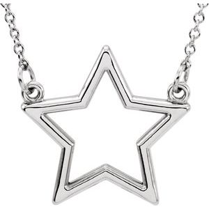 Sterling Silver Star 16" Necklace  -85877:103:P-ST-WBC