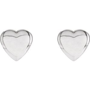 Sterling Silver Heart Earrings-85883:104:P-ST-WBC