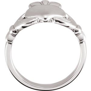 Platinum 10.5 mm Claddagh Ring Size 7-51320:124:P-ST-WBC