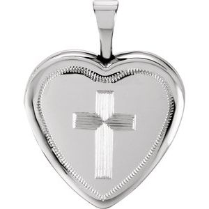 Sterling Silver 16x15.75 mm Cross Heart Locket -R41629:60001:P-ST-WBC
