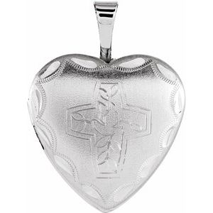 Sterling Silver 16.25x15.75 mm Cross & Dove Heart Locket-R41628:60001:P-ST-WBC