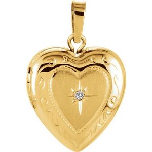 14K Yellow .005 CT Diamond Heart Shape Locket-2390:106165:P-ST-WBC