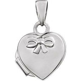 14K White Heart Embossed Bow Locket-22778:287175:P-ST-WBC