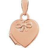 14K Rose Heart Embossed Bow Locket-22778:287176:P-ST-WBC