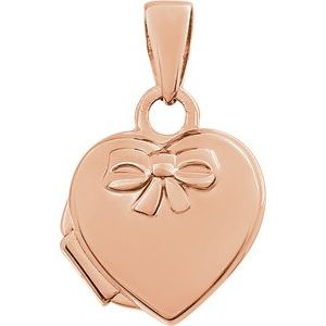 14K Rose Heart Embossed Bow Locket-22778:287176:P-ST-WBC