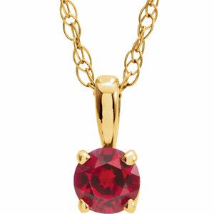 14K Yellow 3 mm Round Ruby Youth Birthstone 14" Necklace-28393:70068:P-ST-WBC