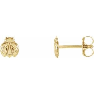 14K Yellow Ladybug Earrings-28602:102:P-ST-WBC