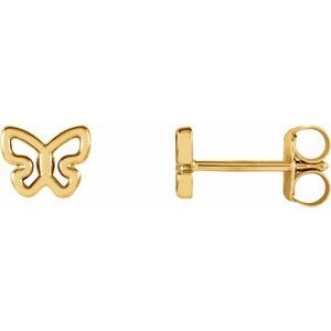 14K Yellow 6.1x4.8 mm Butterfly Earrings-28601:102:P-ST-WBC