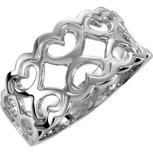 Platinum 10.2 mm Heart Pattern Band-5180:226538:P-ST-WBC