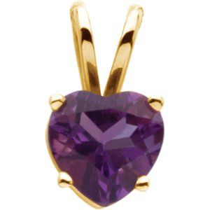 14K Yellow 6 mm Amethyst Heart Pendant-61149:209650:P-ST-WBC