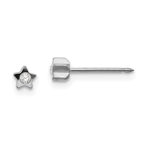 Inverness Stainless Steel Polished Crystal in Star Earrings-WBC-171E