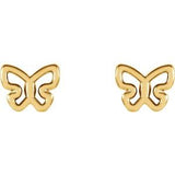 14K Yellow 6.1x4.8 mm Butterfly Earrings-28601:102:P-ST-WBC