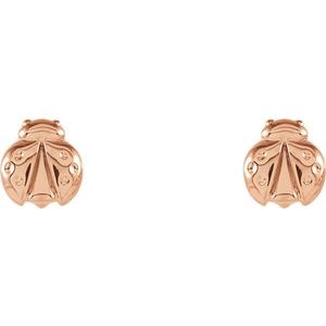 14K Rose Ladybug Earrings-28602:103:P-ST-WBC