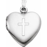 Sterling Silver 15.5x13 mm Heart Locket with Cross-R41397:297227:P-ST-WBC