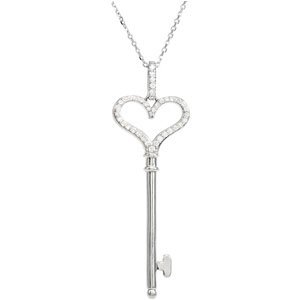 Diamond Heart Key Necklace or Pendant-67745:84721:P-ST-WBC