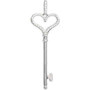 Diamond Heart Key Necklace or Pendant-67745:84721:P-ST-WBC