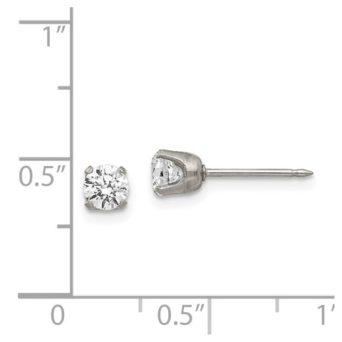 Inverness Stainless Steel Polished 5mm CZ Post Earrings-WBC-181E