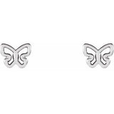 14K White 6.1x4.8 mm Butterfly Earrings-28601:101:P-ST-WBC