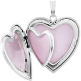 Sterling Silver 25.2x23.8 mm Mom Heart Locket with Enameled Flowers-R45241:101:P-ST-WBC